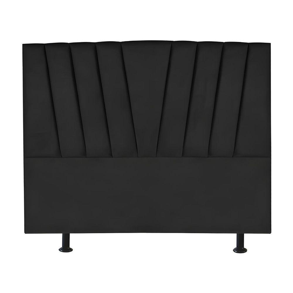 Cabeceira Estofada Cama Box King 195 Cm Louise Suede Cor:preto - 1
