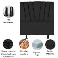 Cabeceira Estofada Cama Box King 195 Cm Louise Suede Cor:preto