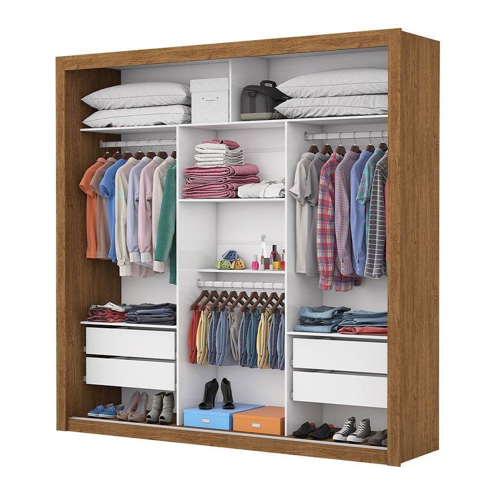 Guarda Roupa Casal Isabela Master Com Espelho 3 Portas De Correr 4 Gavetas Carioca Moveis Freijó - 7