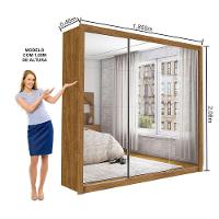 Guarda Roupa Casal Isabela Master Com Espelho 3 Portas De Correr 4 Gavetas Carioca Moveis Freijó - 3