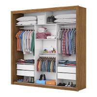 Guarda Roupa Casal Isabela Master Com Espelho 3 Portas De Correr 4 Gavetas Carioca Moveis Freijó - 7