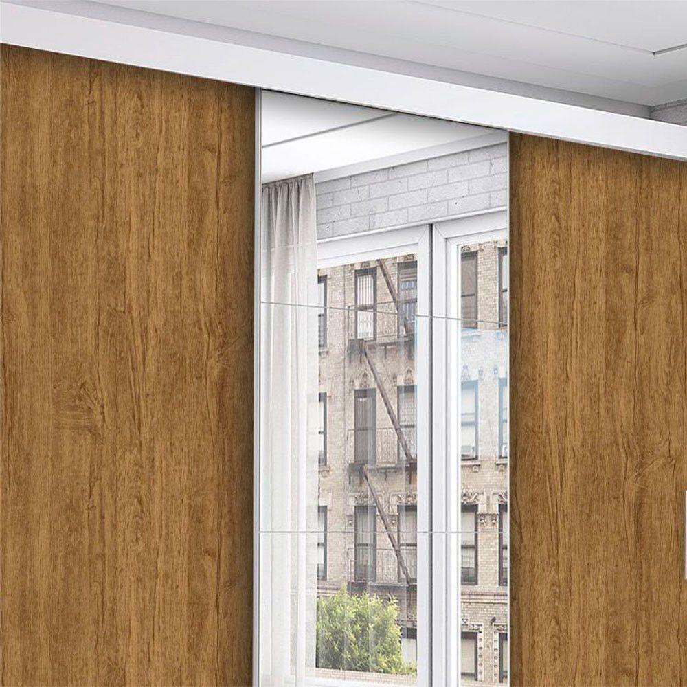 Guarda Roupa Casal Isabela Luxo Com Espelho 3 Portas De Correr 4 Gavetas Carioca Moveis Branco Com Freijó - 2