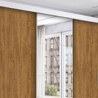 Guarda Roupa Casal Isabela Luxo Com Espelho 3 Portas De Correr 4 Gavetas Carioca Moveis Branco Com Freijó - 3