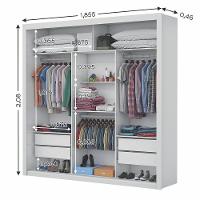 Guarda Roupa Casal Isabela Luxo Com Espelho 3 Portas De Correr 4 Gavetas Carioca Moveis Branco Com Freijó - 5