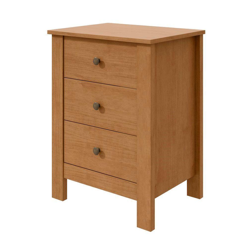 Mesa De Cabeceira Maggiore 3 Gavetas New Móveis Lopas Amendoa Clean - 2