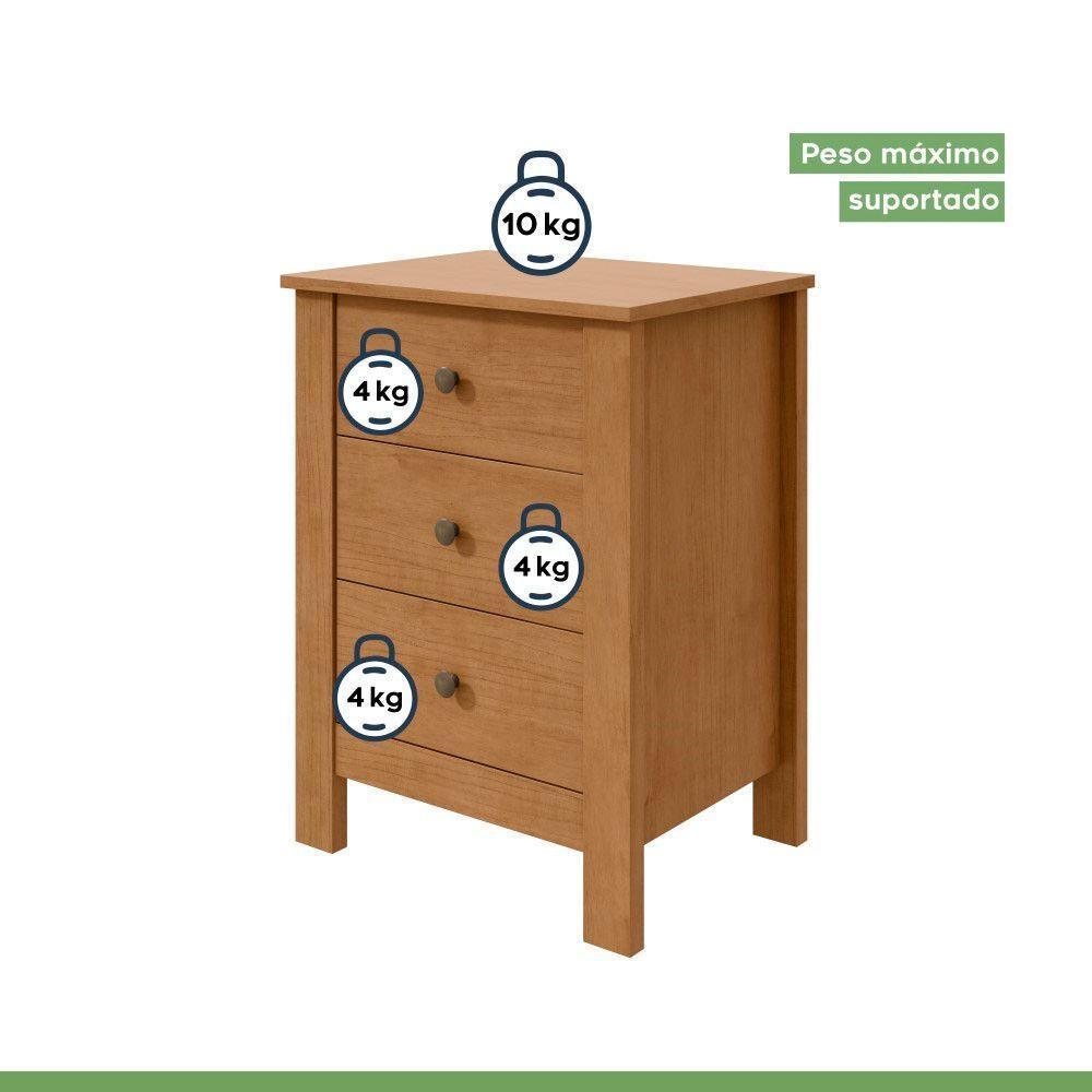 Mesa De Cabeceira Maggiore 3 Gavetas New Móveis Lopas Amendoa Clean - 5