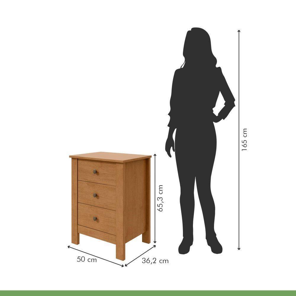 Mesa De Cabeceira Maggiore 3 Gavetas New Móveis Lopas Amendoa Clean - 8