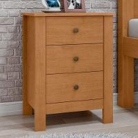 Mesa De Cabeceira Maggiore 3 Gavetas New Móveis Lopas Amendoa Clean - 1