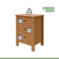 Mesa De Cabeceira Maggiore 3 Gavetas New Móveis Lopas Amendoa Clean - 5