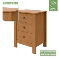 Mesa De Cabeceira Maggiore 3 Gavetas New Móveis Lopas Amendoa Clean - 7