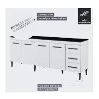 Balcão Atenas 4 Portas 3 Gavetas Kaiki Móveis - Branco - 2