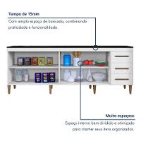 Balcão Atenas 4 Portas 3 Gavetas Kaiki Móveis - Branco