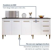 Balcão Atenas 4 Portas 3 Gavetas Kaiki Móveis - Branco - 5