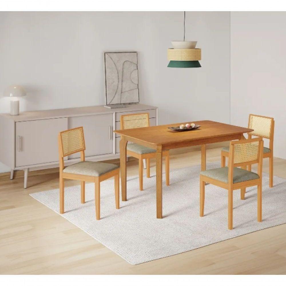 Mesa Alegra 4 Cadeiras Jade 1,20m Linho Cinza Jcm - Cinamomo - 1