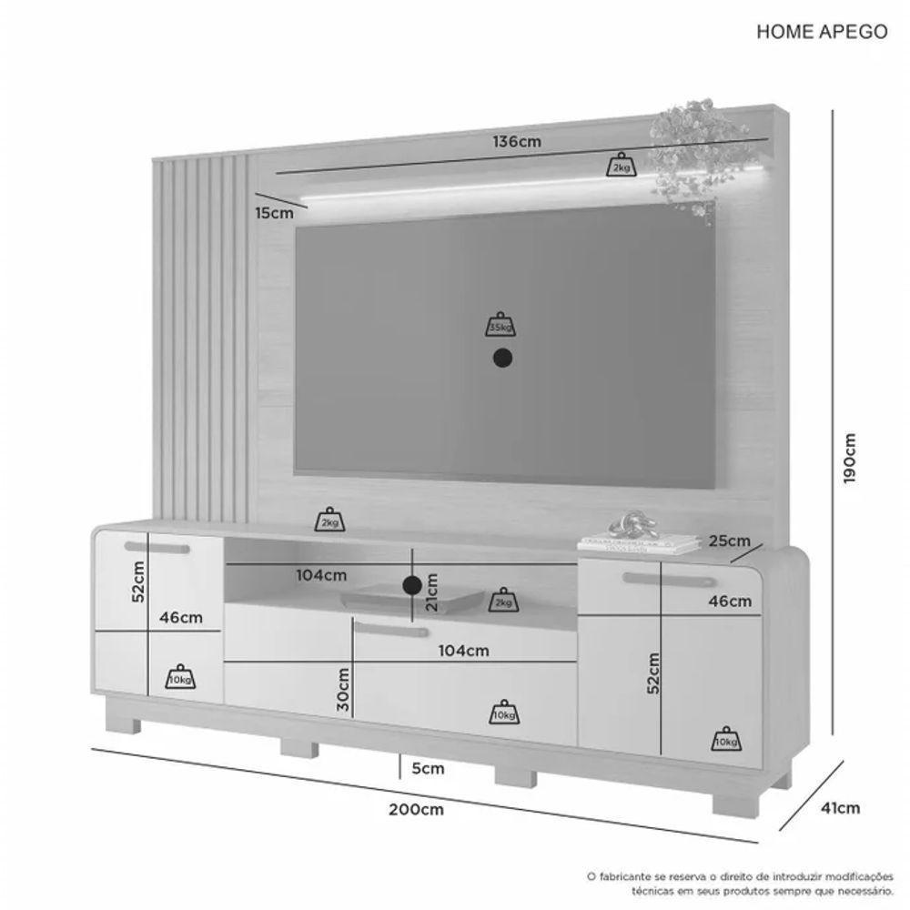 Home Apego Para Tv Até 65" Jcm Móveis - Cinamomo/off - 4