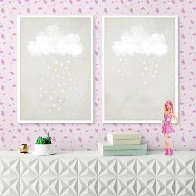 Papel De Parede Infantil Nuvem Menina Lilás