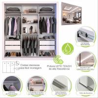 Guarda Roupa Casal Com Espelho 3 Portas 4 Gavetas Panamá Sallêto Móveis Branco - 2