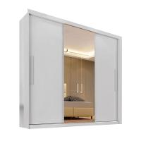 Guarda Roupa Casal Com Espelho 3 Portas 4 Gavetas Panamá Sallêto Móveis Branco - 3