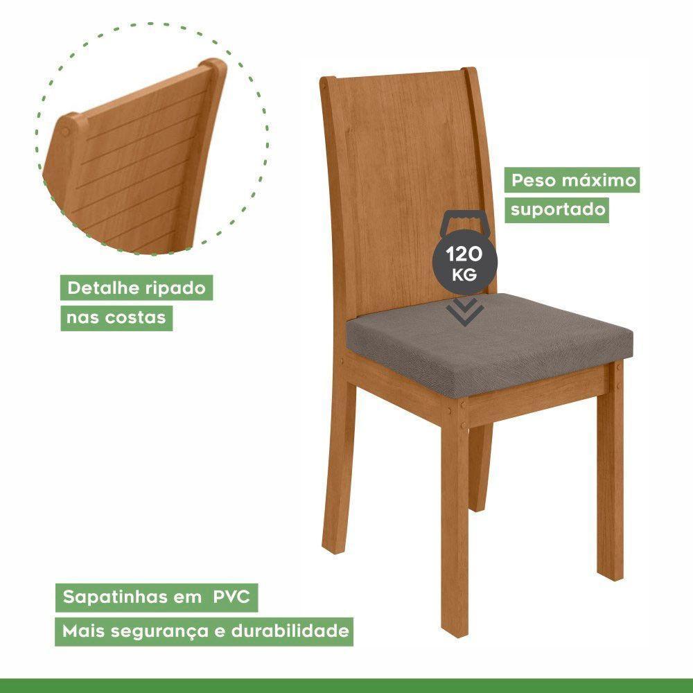 Conjunto 2 Cadeiras Estrutura Mdf/mdp Athenas Móveis Lopas Amêndoa/suede  Bege - 2