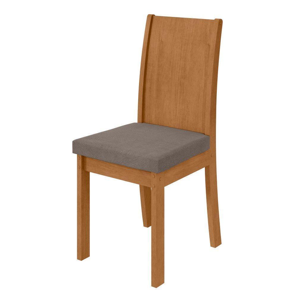 Conjunto 2 Cadeiras Estrutura Mdf/mdp Athenas Móveis Lopas Amêndoa/suede  Bege - 6
