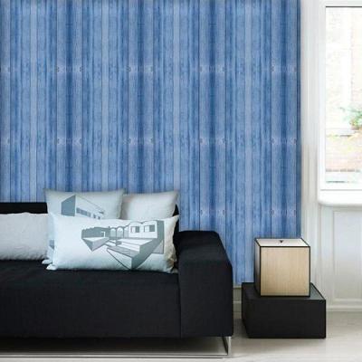 Papel De Parede Madeira Azul