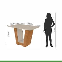 Conjunto Mesa Apogeu 120cm Tampo Mdf/vidro 4 Cadeiras Apogeu Amendoa/off/linho Bege