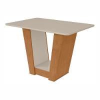 Conjunto Mesa Apogeu 120cm Tampo Mdf/vidro 4 Cadeiras Apogeu Amendoa/off/linho Bege - 11