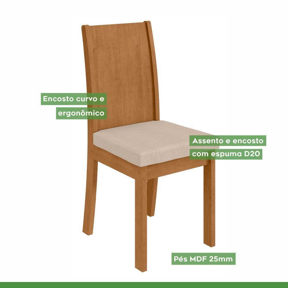 Conjunto Mesa Celebrare 100cm Tampo Mdf/vidro 4 Cadeiras Athenas Off/amendoa /veludo Creme - 5