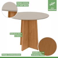 Conjunto Mesa Celebrare 100cm Tampo Mdf/vidro 4 Cadeiras Athenas Off/amendoa /veludo Creme