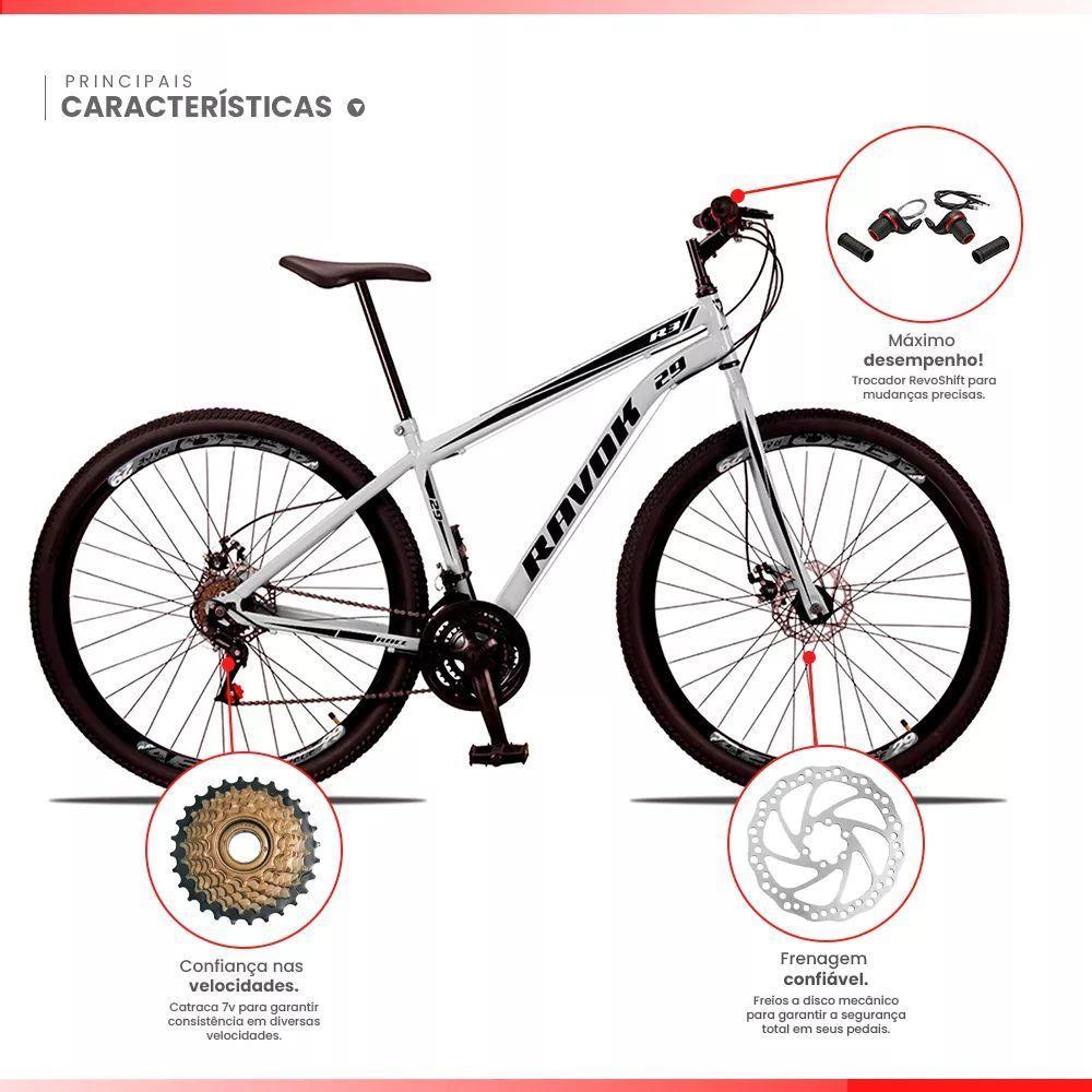 Bicicleta Aro 29 Bike Aço 21 Marchas Velocidades Freio A Disco Cor:branco - 2