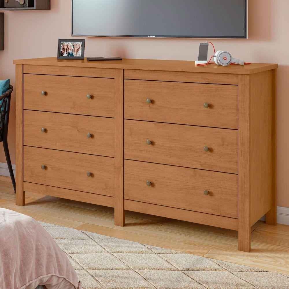 Cômoda Com 6 Gavetas Maggiore Estrutura Mdf/mdp Móveis Lopas Amendoa Clean - 3