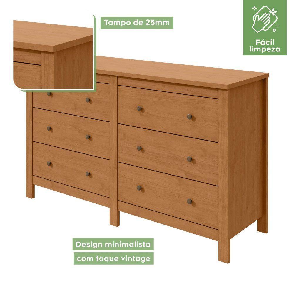 Cômoda Com 6 Gavetas Maggiore Estrutura Mdf/mdp Móveis Lopas Amendoa Clean - 5