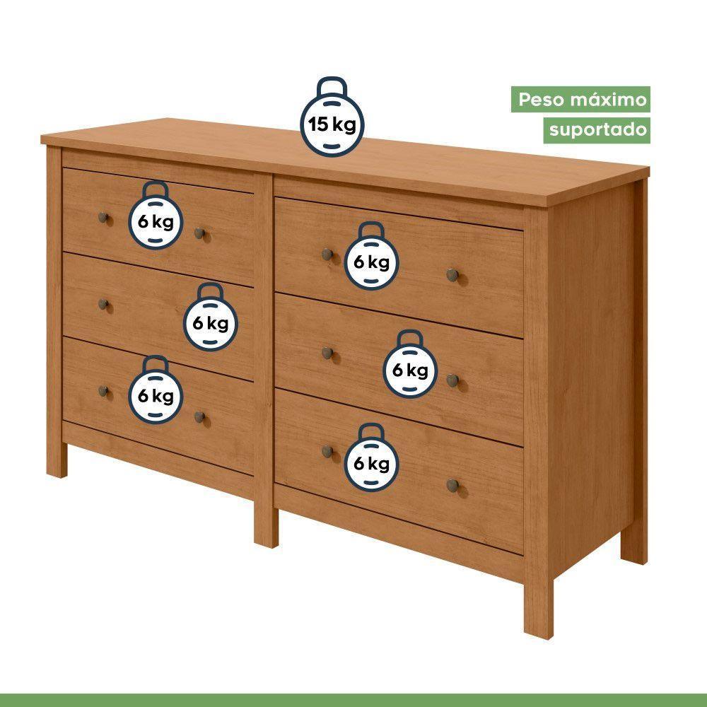 Cômoda Com 6 Gavetas Maggiore Estrutura Mdf/mdp Móveis Lopas Amendoa Clean - 6