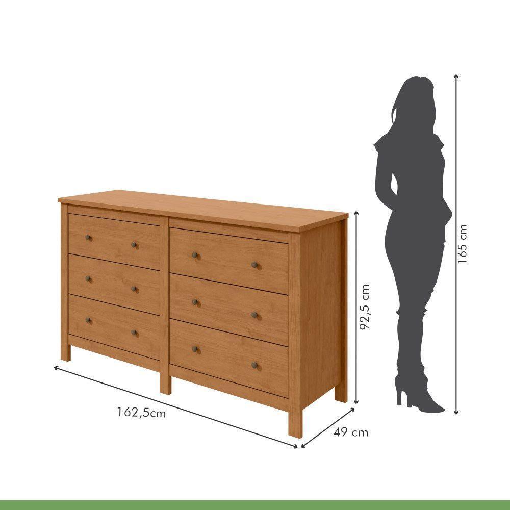 Cômoda Com 6 Gavetas Maggiore Estrutura Mdf/mdp Móveis Lopas Amendoa Clean - 8