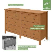 Cômoda Com 6 Gavetas Maggiore Estrutura Mdf/mdp Móveis Lopas Amendoa Clean