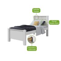 Cama Solteiro Athenas - Lopas Branco - 2