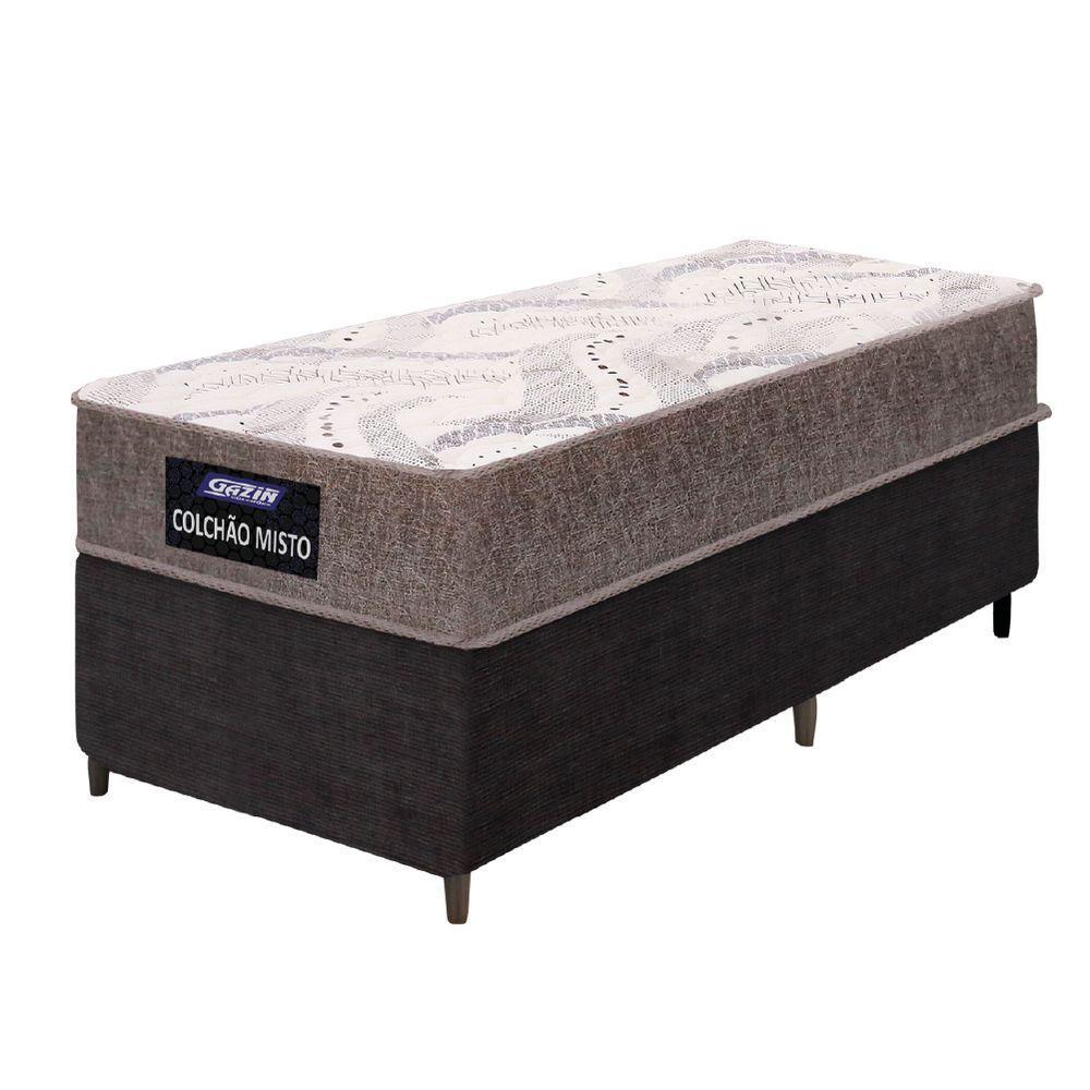 Cama Box Solteiro Gazin Colchão Com Espuma 88x188x55cm Camboriu suporta Até 120 Kg Por Pessoa Marrom - 1