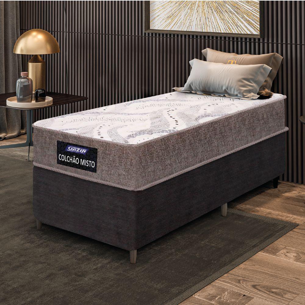 Cama Box Solteiro Gazin Colchão Com Espuma 88x188x55cm Camboriu suporta Até 120 Kg Por Pessoa Marrom - 2