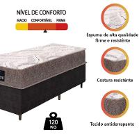 Cama Box Solteiro Gazin Colchão Com Espuma 88x188x55cm Camboriu suporta Até 120 Kg Por Pessoa Marrom - 5