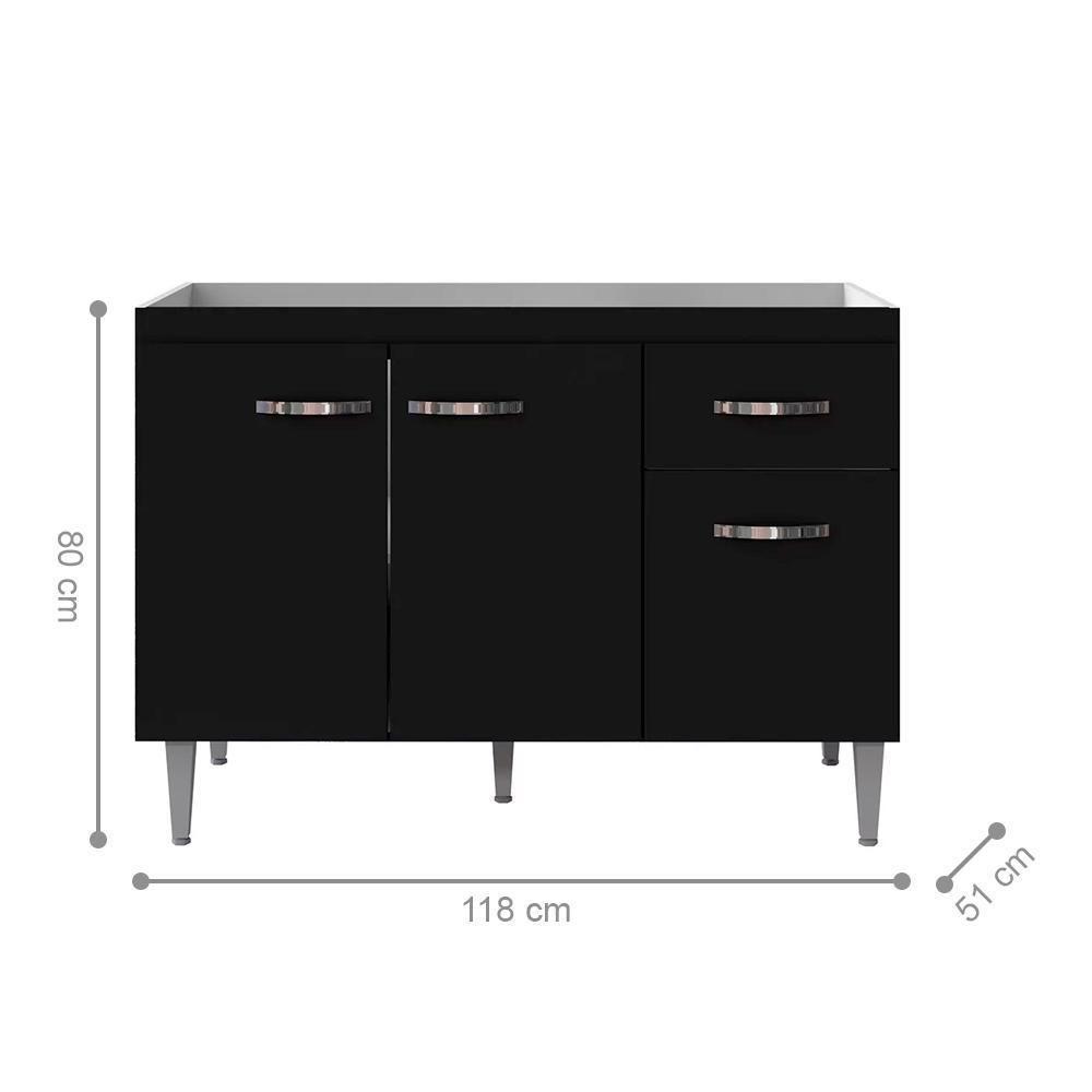 Balcão De Cozinha 3 Portas Cheltenham Preto Fosco - 2