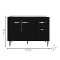 Balcão De Cozinha 3 Portas Cheltenham Preto Fosco - 2