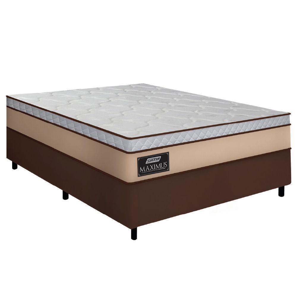 Cama Box Casal Queen Gazin Colchão Molas Ensacadas 158x198x62cm Maximus Bege/marrom - 1
