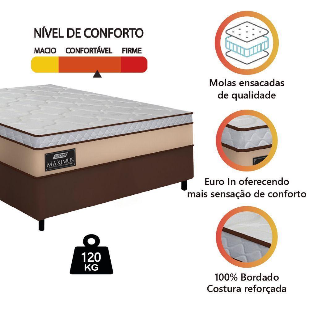 Cama Box Casal Queen Gazin Colchão Molas Ensacadas 158x198x62cm Maximus Bege/marrom - 3
