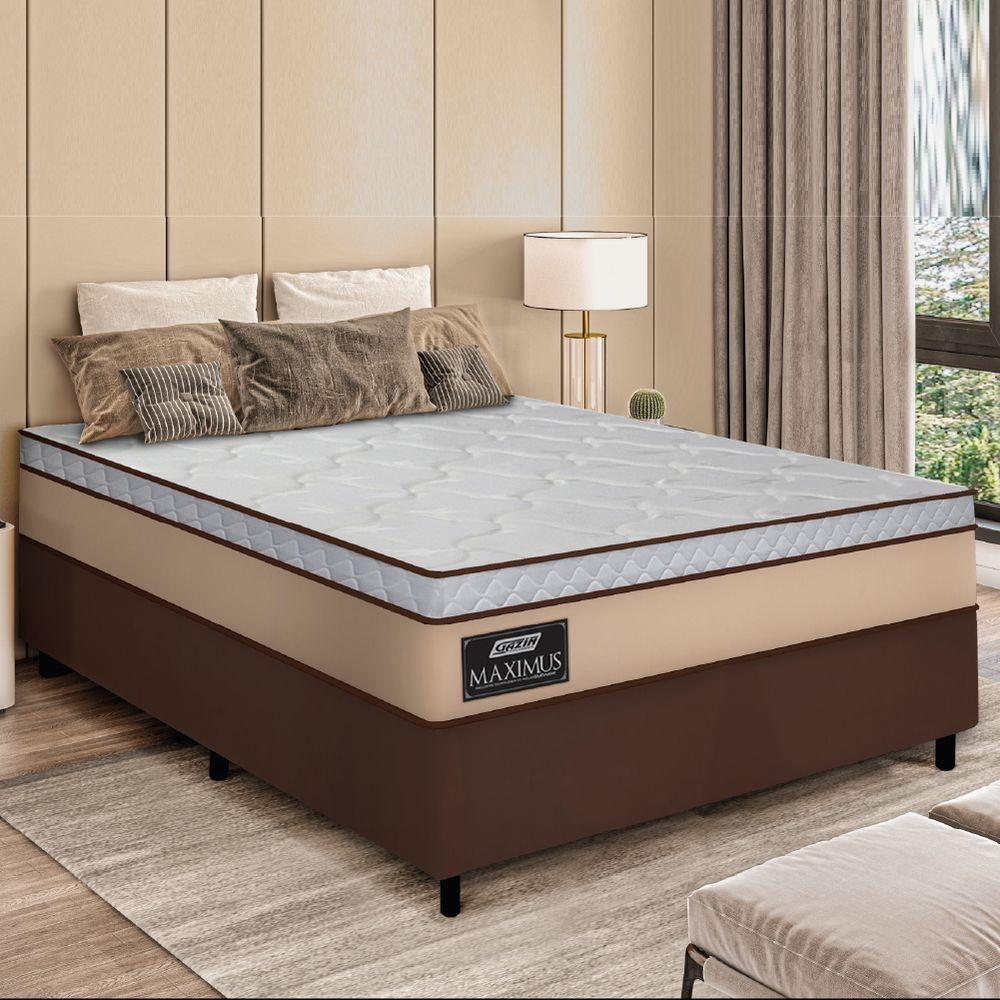 Cama Box Casal Queen Gazin Colchão Molas Ensacadas 158x198x62cm Maximus Bege/marrom - 5