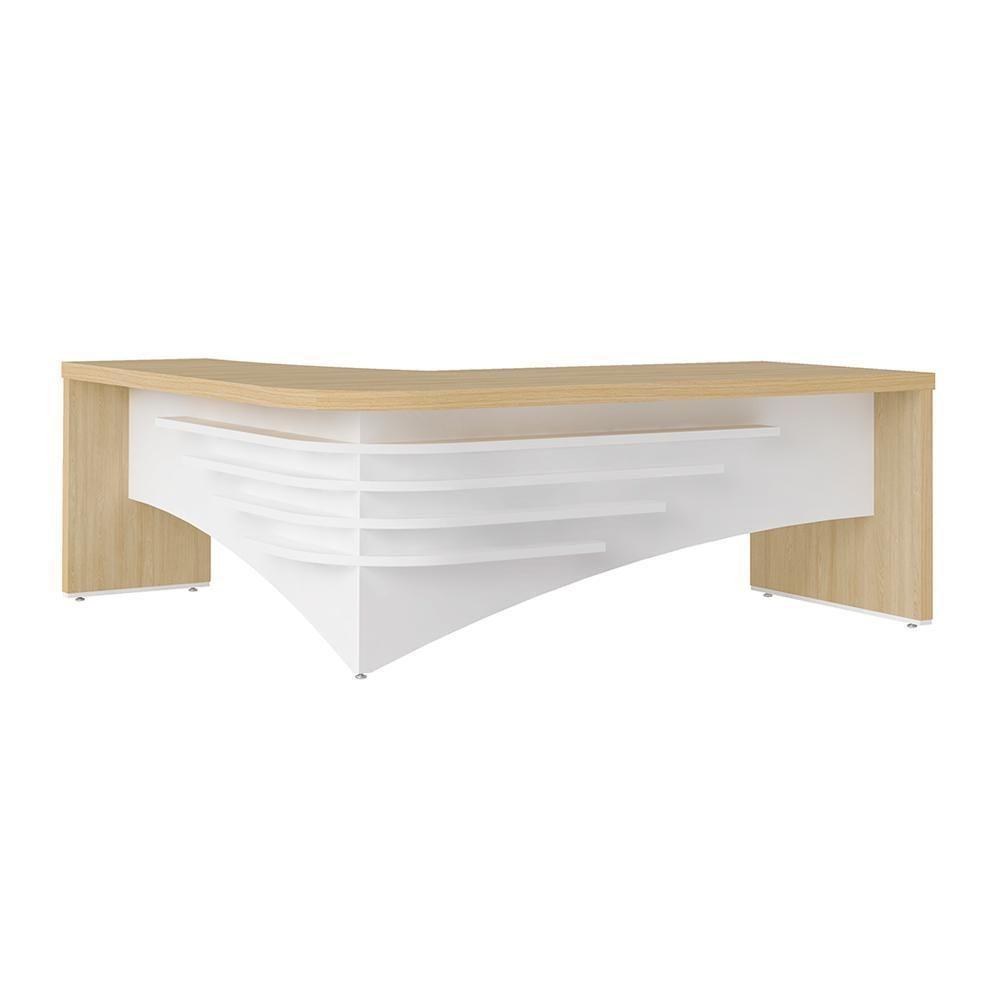 Conjunto Mesa Executiva E Balcão Wycombe Carvalho Branco - 4
