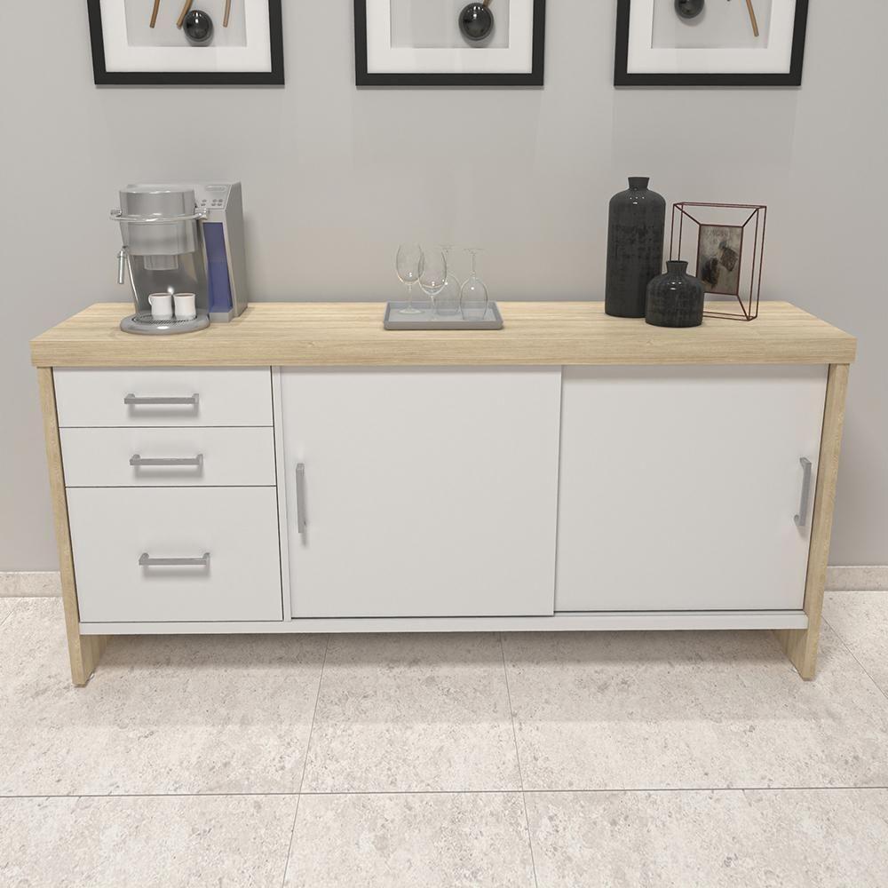 Conjunto Mesa Executiva E Balcão Wycombe Carvalho Branco - 8