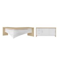 Conjunto Mesa Executiva E Balcão Wycombe Carvalho Branco - 1