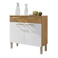 Balcão De Cozinha Com 2 Portas Nantes Freijó Supremo Ripado - 1