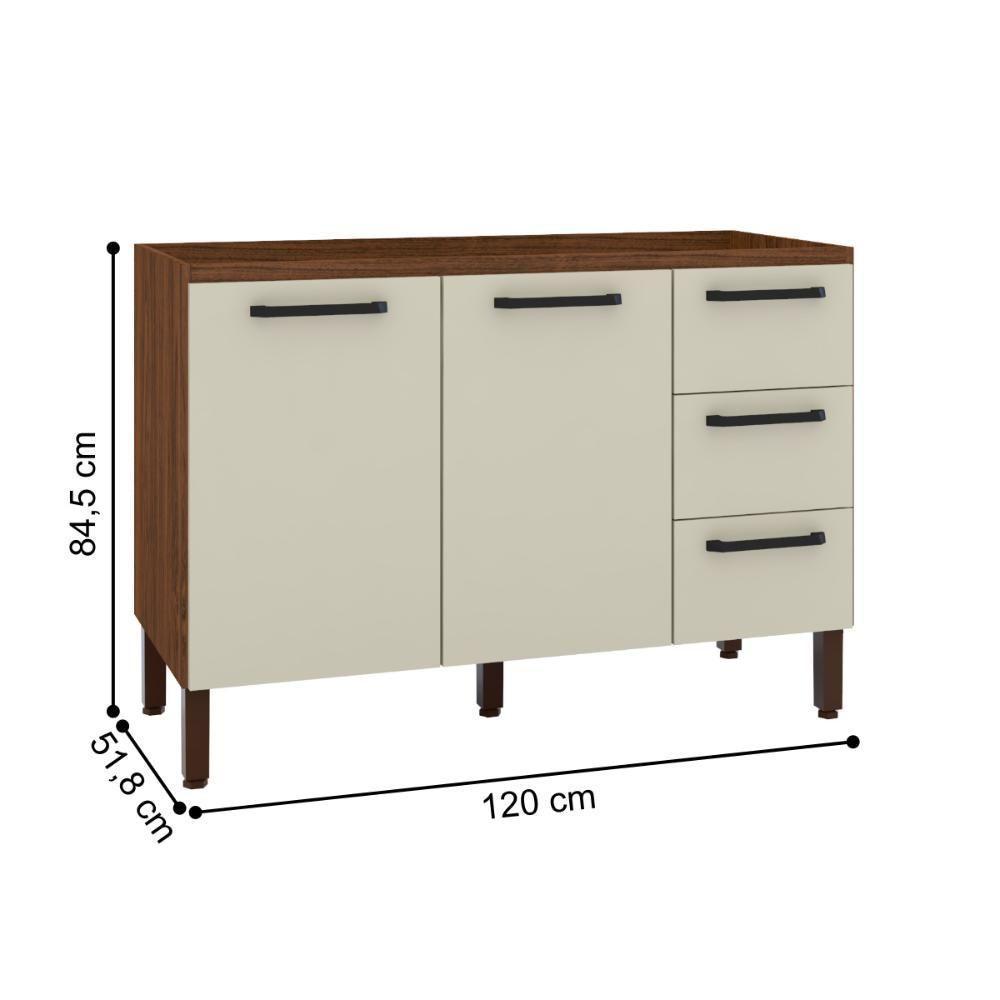 Balcão 2 Portas E 3 Gavetas Trail Nogueira Off White - 2