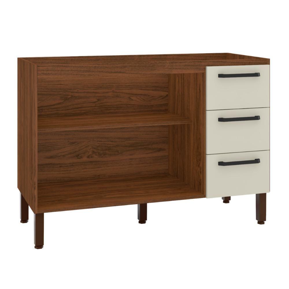 Balcão 2 Portas E 3 Gavetas Trail Nogueira Off White - 3